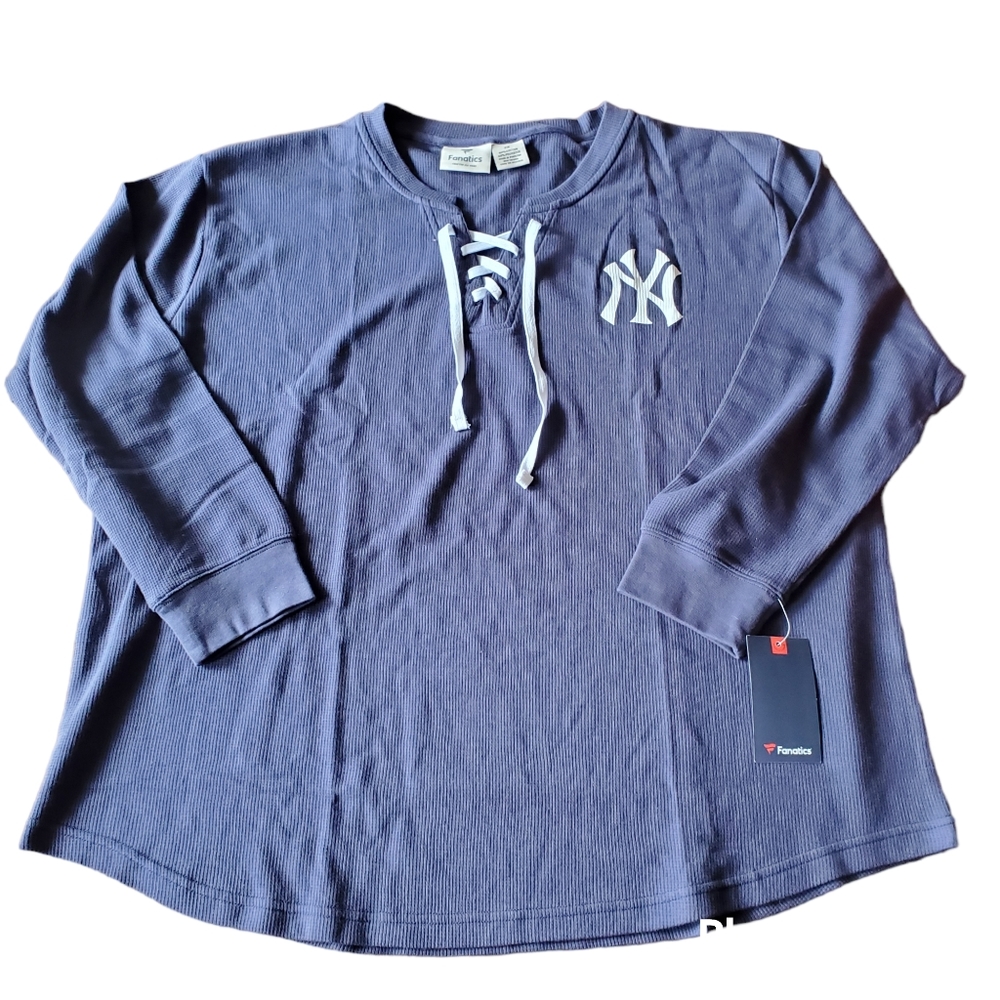 NWT Fanatics Women's Lace-Up Thermal Long Sleeve Shirt, Size 2X